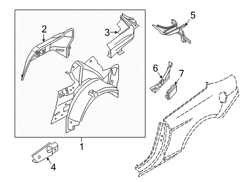 2021 Ford Mustang Inner Structure - Quarter Panel Diagram 1