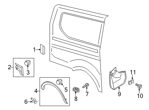 2022 Ford Transit 350 Exterior Trim - Side Panel Diagram 1
