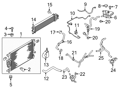 2020 Ford Fusion Radiator & Components Diagram 1
