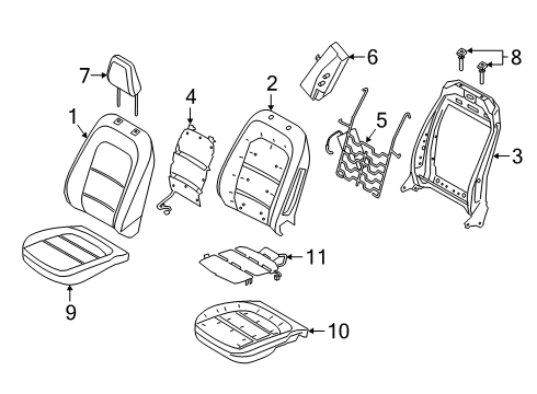 2020 Ford Escape Driver Seat Components Diagram 2