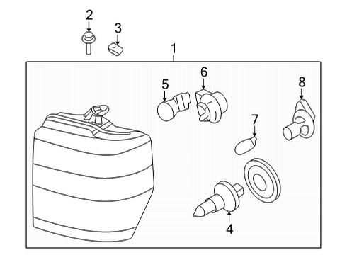 2023 Ford E-350/E-350 Super Duty Headlamp Components Diagram 1