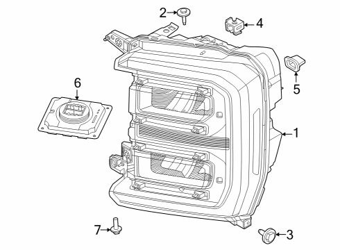 2023 Ford F-350 Super Duty Headlamp Components Diagram 2