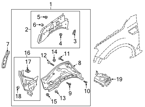 2022 Ford Ranger Structural Components & Rails Diagram