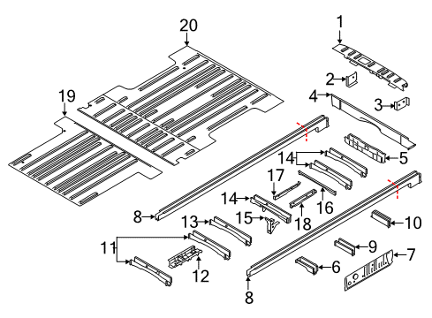 2020 Ford Transit 250 Rear Body - Floor & Rails Diagram 2