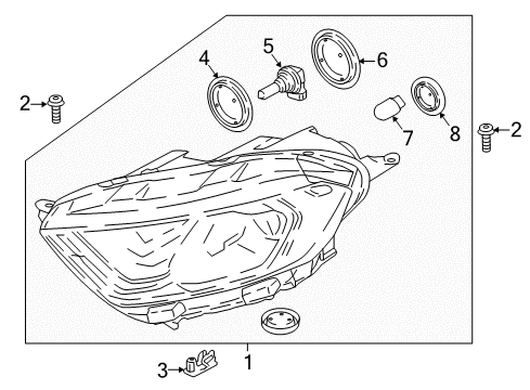 2022 Ford EcoSport Headlamp Components Diagram 1