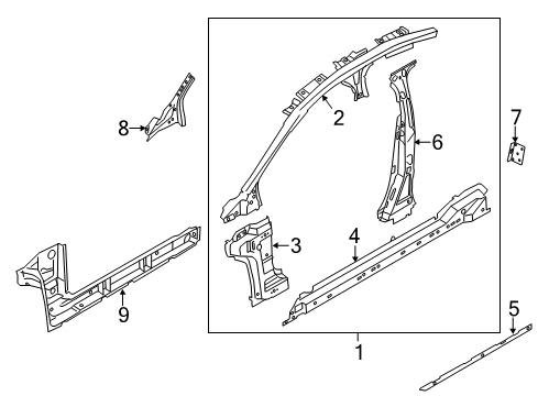 2020 Ford SSV Plug-In Hybrid Center Pillar & Rocker Diagram