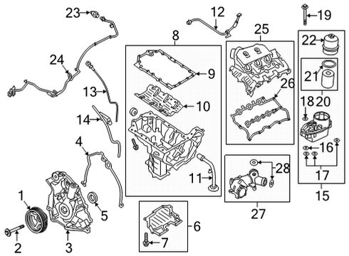 2021 Ford F-150 Engine Parts, Mounts, Cylinder Head & Valves, Camshaft & Timing, Variable Valve Timing, Oil Pan, Oil Pump, Adapter Housing, Crankshaft & Bearings, Pistons, Rings & Bearings Diagram 3