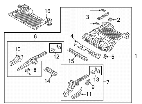 2022 Ford EcoSport Rear Floor & Rails Diagram