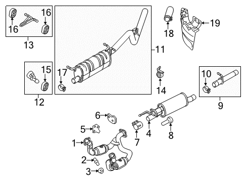 HC3Z-5230-J Ford Rear Muffler And Pipe Assembly