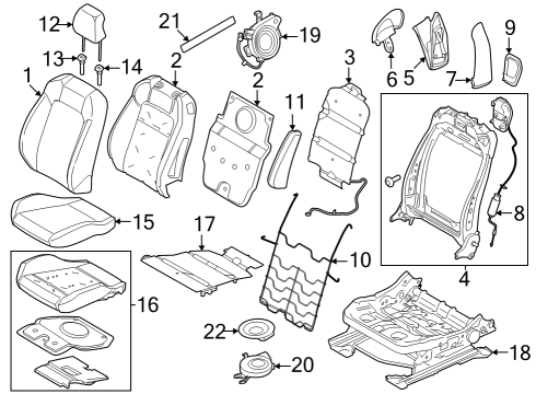 2024 Ford Mustang Seat Back Pad Diagram for PR3Z-7664811-C