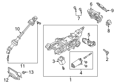 2019 Ford Police Interceptor Sedan Steering Column Assembly Diagram for DG1Z-3C529-Y