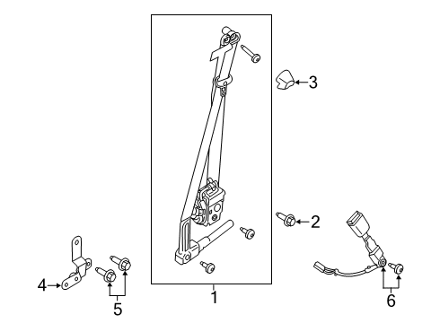 2020 Ford Ranger Seat Belt Buckle Assembly Diagram for KB3Z-2161202-AB