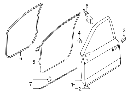 2020 Ford F-350 Super Duty Door Opening Weatherstrip Assembly Diagram for KL3Z-1620709-A