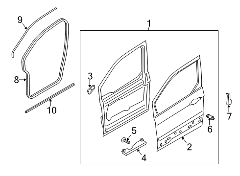 2021 Ford Transit Connect Front Door Assembly Diagram for KT1Z-6120124-E