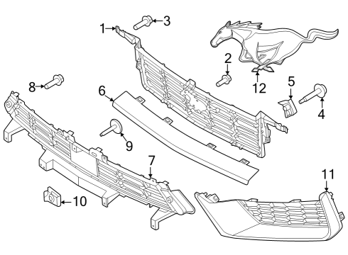 2024 Ford Mustang Bumper Grille Diagram for PR3Z-17K945-EAPTM