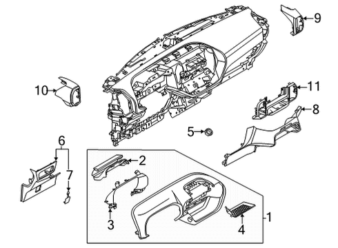 2022 Ford Bronco Sport Air Vent Louvre Assembly Diagram for M1PZ-78045C08-AD