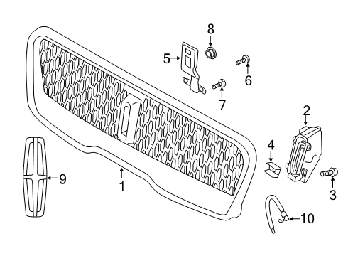2020 Lincoln Nautilus Radiator Grille Assembly Diagram for KA1Z-8200-AC