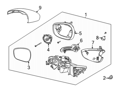 2022 Ford Mustang Mach-E Mirror Assembly Rear View Outer Diagram for LJ8Z-17682-CA