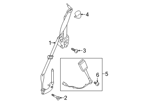 2022 Ford Mustang Seat Belt Buckle Assembly Diagram for JR3Z-6361203-BA