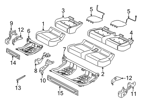 2022 Ford F-150 Rear Seat Cushion Cover Assembly Diagram for NL3Z-1663805-BC