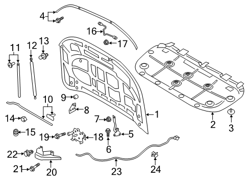 2020 Ford Ranger CABLE ASY - HOOD CONTROL Diagram for EB3Z-16916-AH