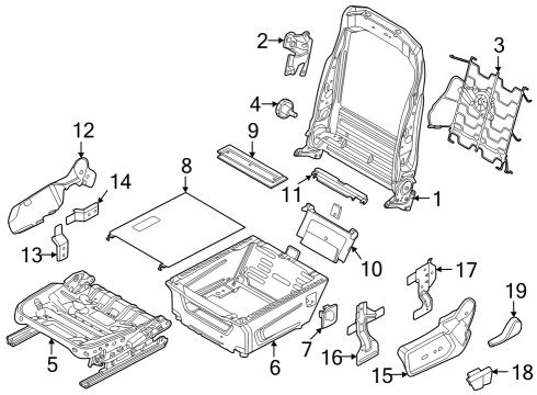 2023 Ford E-Transit Armrest Bracket Diagram for LK4Z-9964480-A