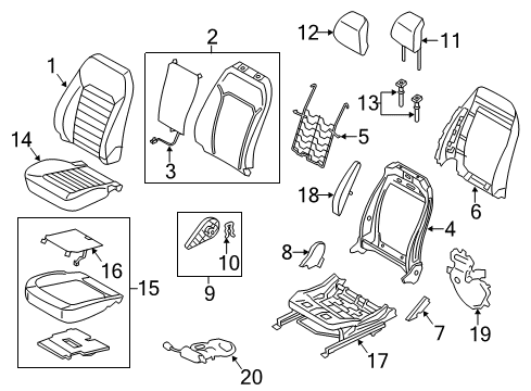 2020 Ford Fusion Seat Back Pad Diagram for HS7Z-5464810-M