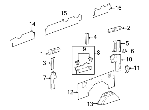 2025 Ford E-Transit "D" Pillar Trim Diagram for EK4Z-61311A58-BC