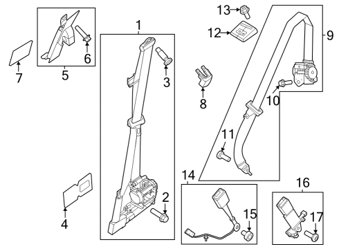 2023 Ford F-250 Super Duty Seat Belt Assembly Diagram for ML3Z-18611B70-AA