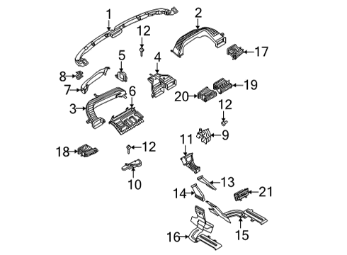 2021 Lincoln Corsair Air Vent Louvre Assembly Diagram for LJ7Z-19893-AK