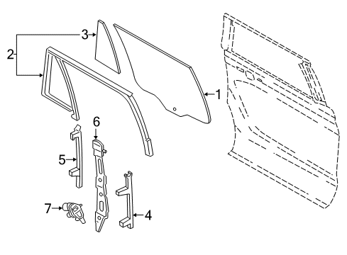 2020 Ford Expedition Regulator Window Less Motor Diagram for JL1Z-7827009-B