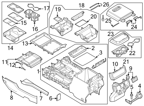 2023 Ford F-250 Super Duty Console Armrest Assembly Diagram for PC3Z-2606024-AD