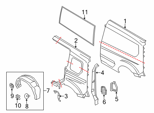2020 Ford Transit Connect Luggage Compartment D Trough Diagram for DT1Z-6145115-G
