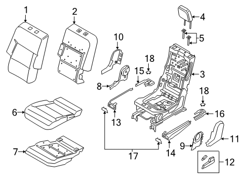 2020 Ford Explorer Headrest - Cover And Pad Diagram for LB5Z-78611A09-DB