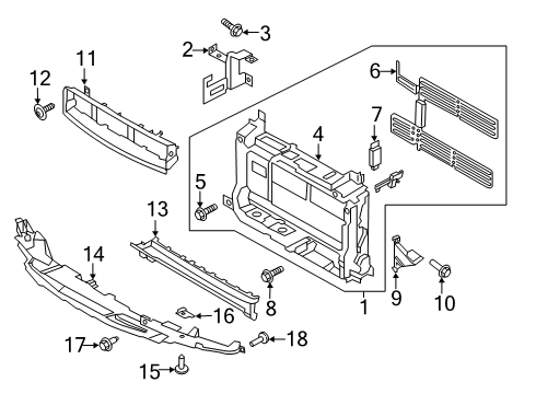 2021 Ford EcoSport Reinforcement - Grille Opening Diagram for GN1Z-8B433-D
