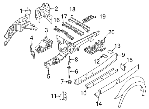 2024 Ford Transit Front Fender Apron Assembly Diagram for PK4Z-16054-B