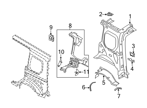 2021 Ford Transit Connect Wheelhouse Panel Outer Diagram for DT1Z-6127895-J