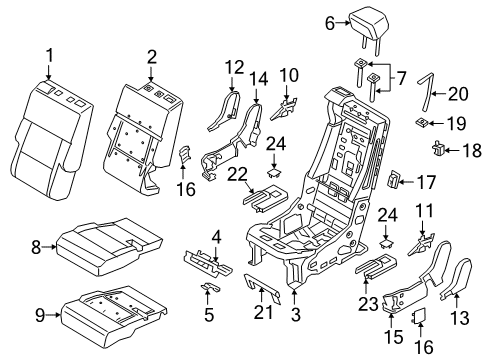 2023 Ford Explorer Rear Seat Back Cover Assembly Diagram for LB5Z-7866600-SE
