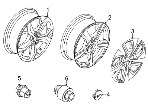 2022 Ford Mustang Mach-E Wheel Cover Diagram for LJ8Z-1130-B