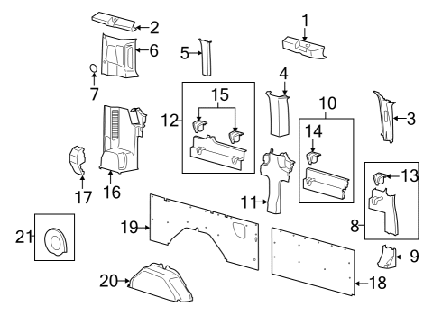 2025 Ford E-Transit "B" Pillar Trim Diagram for LK4Z-6124347-BA