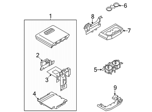 2022 Ford F-150 Console Armrest Assembly Diagram for ML3Z-1506024-AK