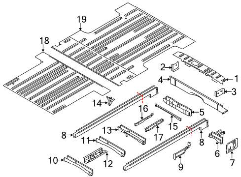 2020 Ford Transit Rear Floor Cross Member Diagram for LK4Z-61102A24-B