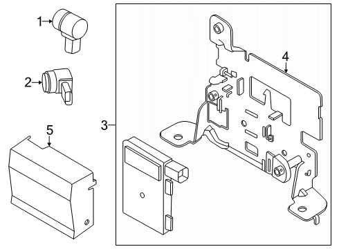 2024 Ford Ranger Parking Aid System Sensor Diagram for JU5Z-15K859-AGPTM