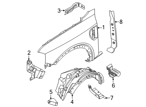 2025 Ford Ranger Front Splash Guard Diagram for N1WZ-16103-P