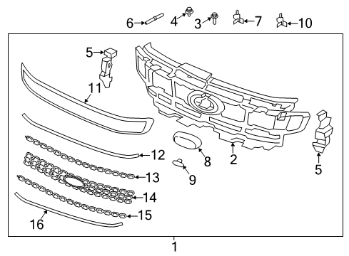 2021 Ford Expedition Radiator Grille Assembly Diagram for JL1Z-8200-PC
