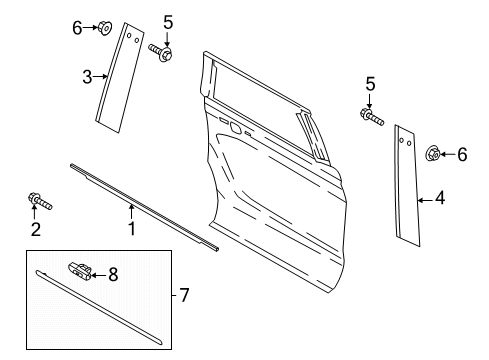 2020 Lincoln Navigator Door Window Frame Moulding Diagram for JL7Z-78255A35-AC