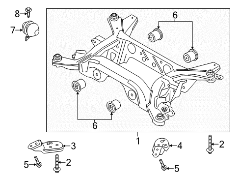 2021 Ford Mustang Cross Member Assembly Diagram for JR3Z-5035-H