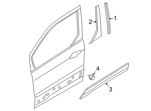 2022 Ford Transit Connect Door Window Frame Moulding Diagram for DT1Z-61255A34-C