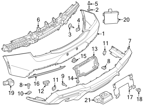 2025 Ford Mustang Parking Aid System Sensor Diagram for NU5Z-15K859-AQPTM