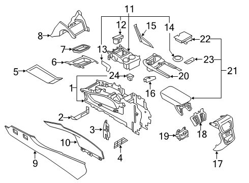 2022 Lincoln Nautilus Console Panel Assembly Diagram for JA1Z-58045A36-AB